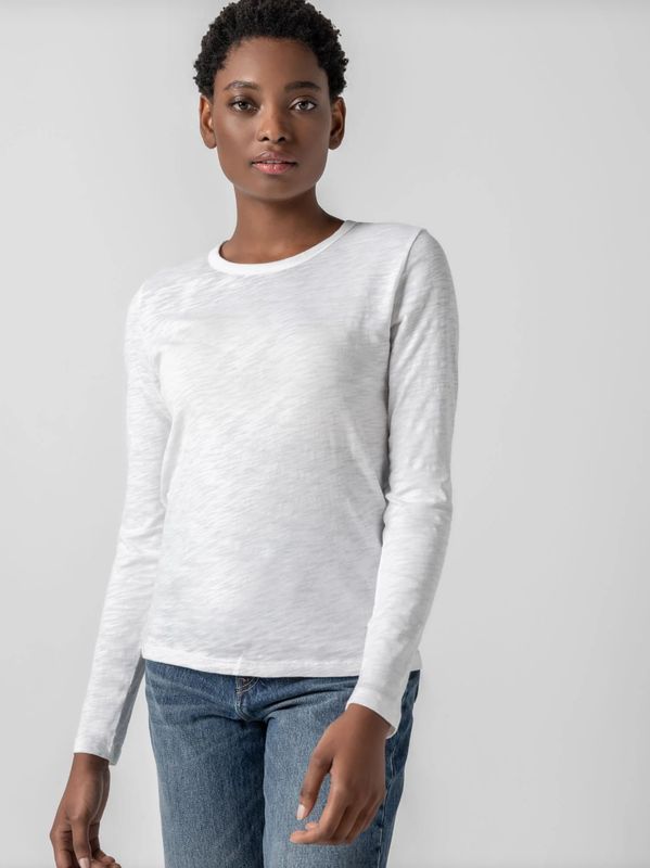Lilla P Long Sleeve Crew Slub White