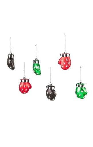 Mackenzie Holiday Mitten Glass Ornament