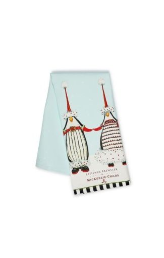Mackenzie Santa Penguins Dish Towel