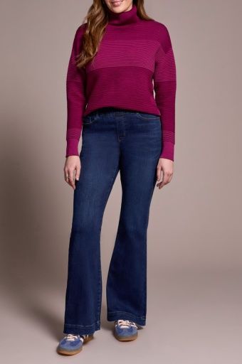 Tribal Audrey Pull On Flaire Jeans - Darknight
