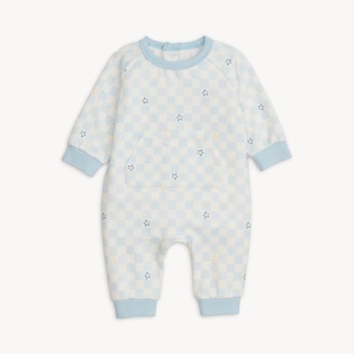 Magnetic Grey Checkerboard Brushed Fleece Romper, Size: 9-12M