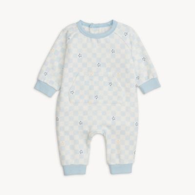 Magnetic Grey Checkerboard Brushed Fleece Romper