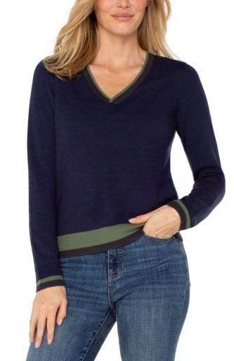 Liverpool Colorblock Sweater Navy/Green Multi