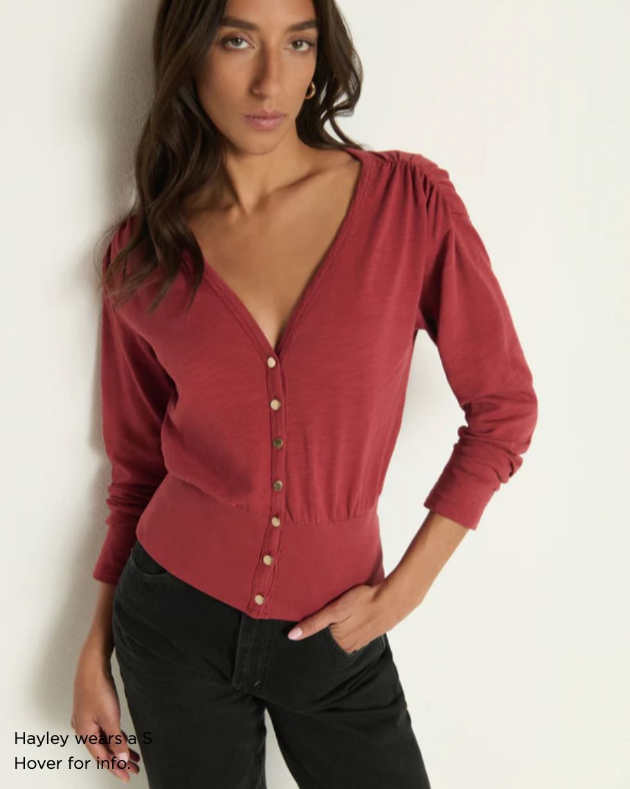 Nation Colette Cardigan Top Russet
