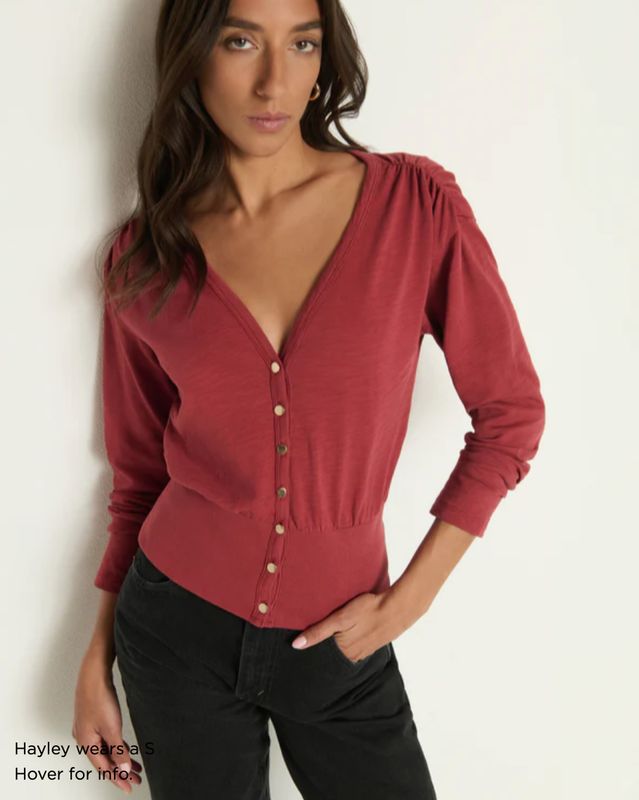 Nation Colette Cardigan Top Russet