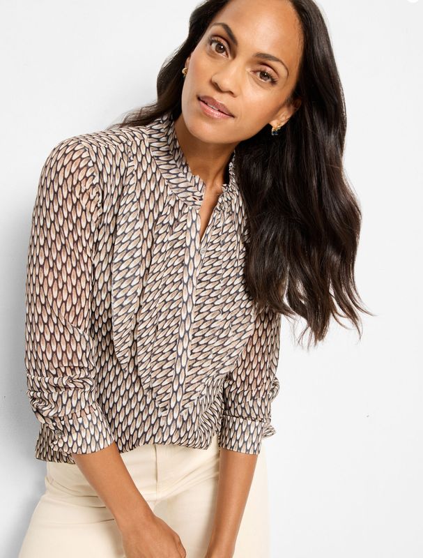 Nic + Zoe Abstract Dot Falling Chiffon Top