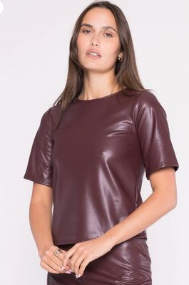 Ripley Radar Vegan Leather Short Sleeve Extended Top Oxblood