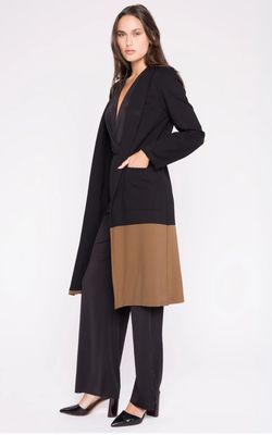 Ripley Radar Ponte Knit Color Block Smoking Jacket Black/Camel