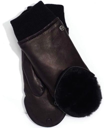 Echo Zip Top Faux Fur Lined Mitten Black, Size: S/M