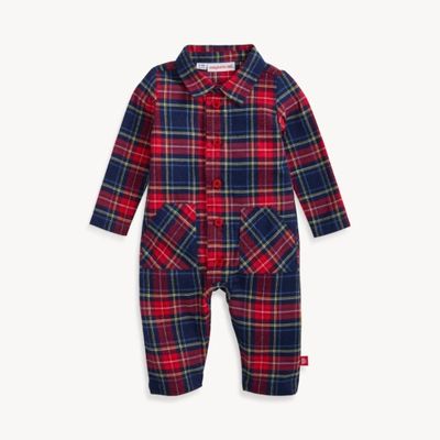 Magnetic Holiday Plaid Pocket Patch Romper