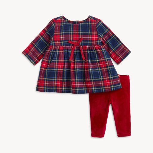 Magnetic Holiday Plaid Flannel Dress + Legging Set