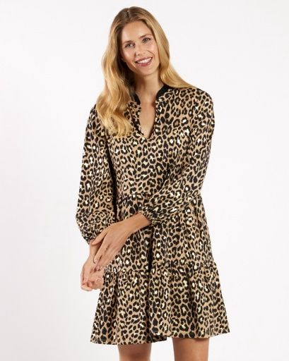 Jude Connally Dolly Cheetah Gold Dress, Size: S