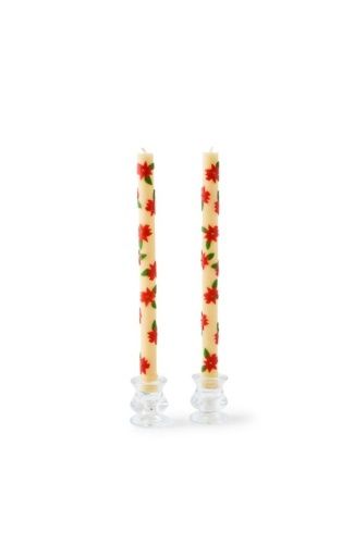 Mackenzie Taper Candle Poinsettia Set of 2