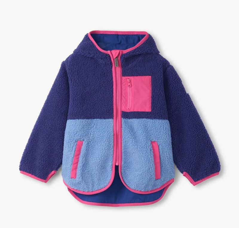 Hatley Faux Sherpa Royal Blue Colourblock Jacket