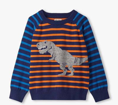 Hatley Dino Mixed Stripes Raglan Sweater