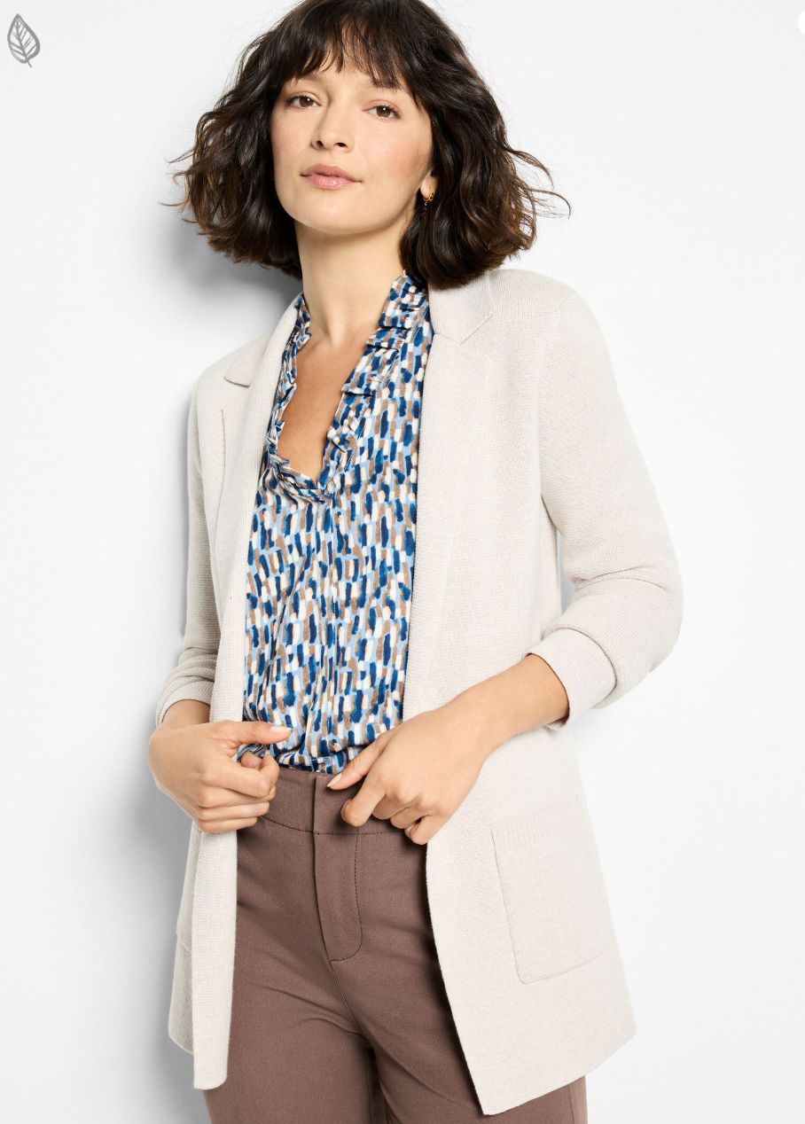 Nic + Zoe Elegant Knit Blazer Sugar Cookie