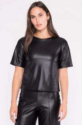 Ripley Radar Vegan Leather Short Sleeve Extended Top Black
