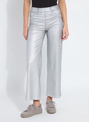 Lysse Metallic Coated Wide Leg Denim Metallic Silver