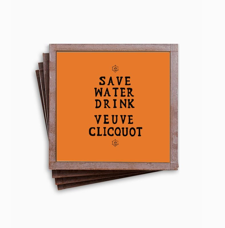 Save Water Drink Veuve Coaster Set of 4