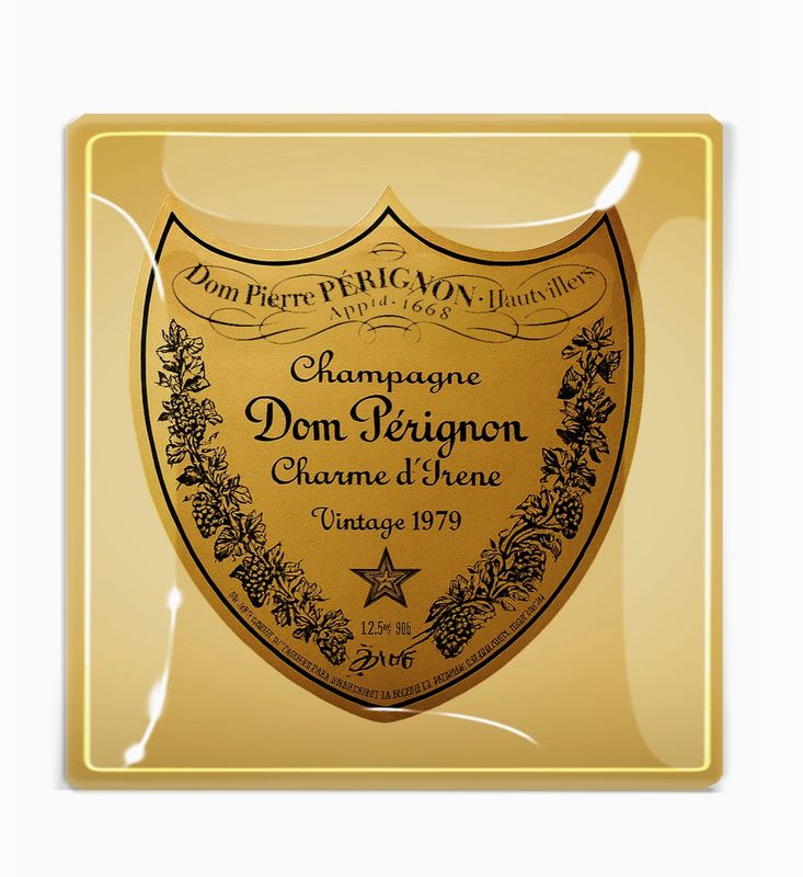 Vintage Dom Pérignon Brut Decoupage Glass Tray