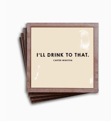 I'll Drink To That Copper & Glass Coasters, Set of 4