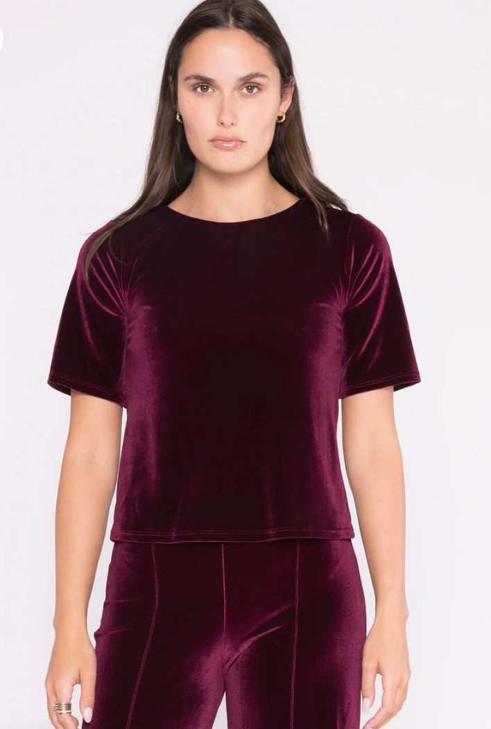 Ripley Radar Velvet Short Sleeve Top Extended Merlot
