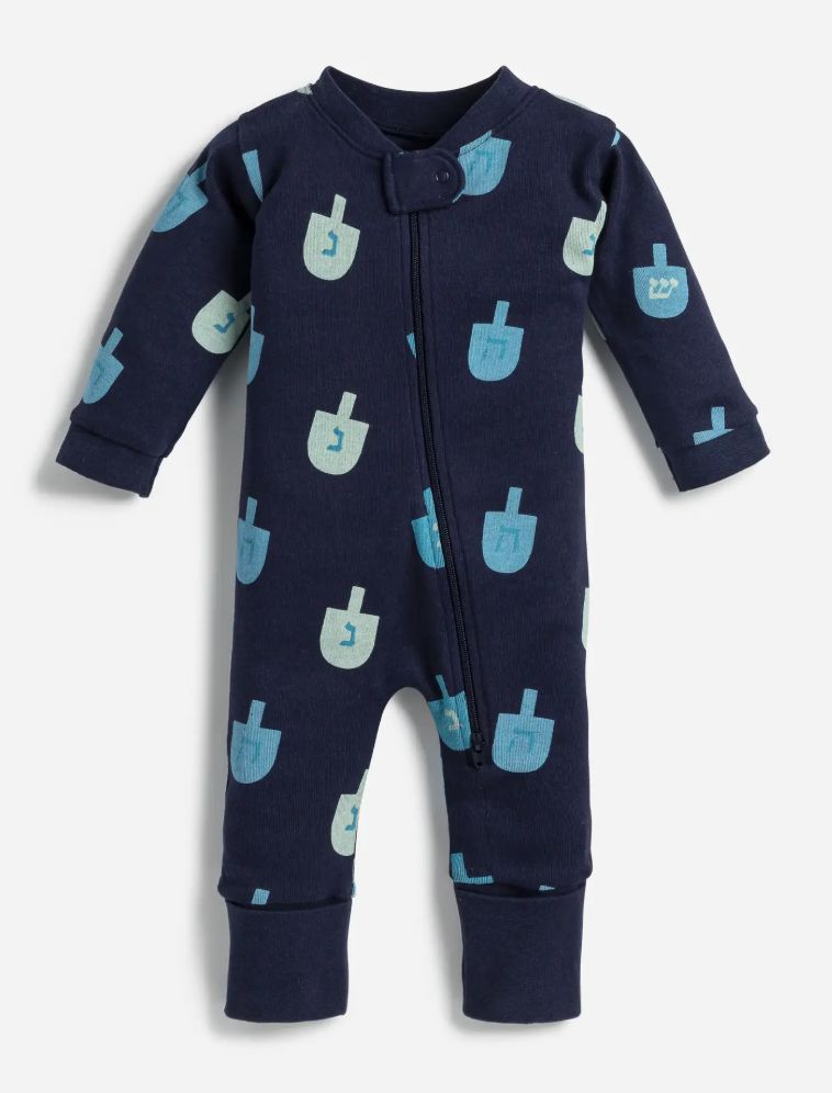 Holiday One-Piece Baby Pajamas Hanukkah Dreidels