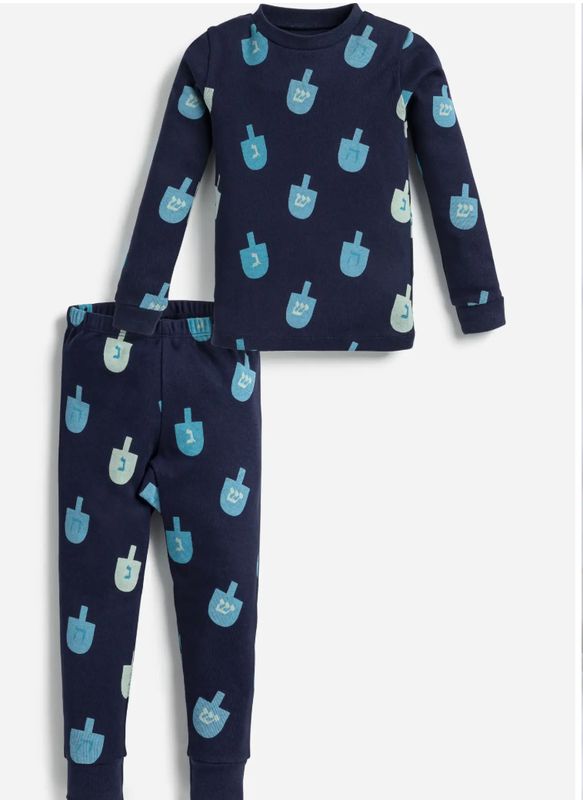 Holiday Kids Two-Piece Pajama Set Hanukkah Dreidels
