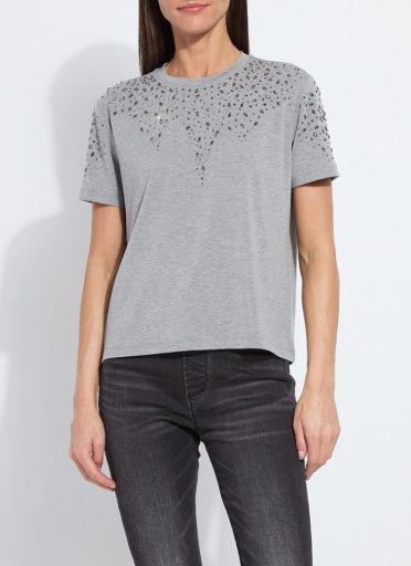 Lysse Malva Embellished Crew Neck Top, Size: XS