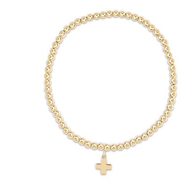 eNew Classic Gold Signature Cross Charm Bracelet 3mm eNew Classic Gold Signature Cross Charm Bracelet 3mm