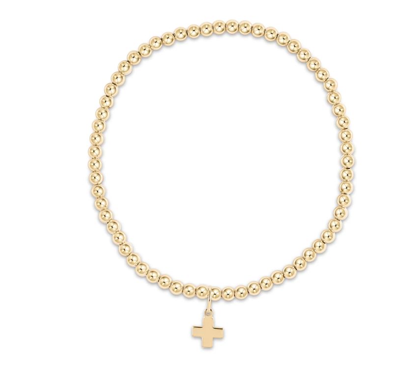 eNew Classic Gold Signature Cross Charm Bracelet 3mm