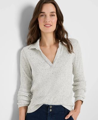 Nic + Zoe Rib Long Sleeve Polo Reflection