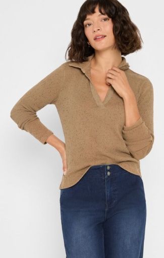 Nic + Zoe Rib Long Sleeve Polo Reflection, Size: XS