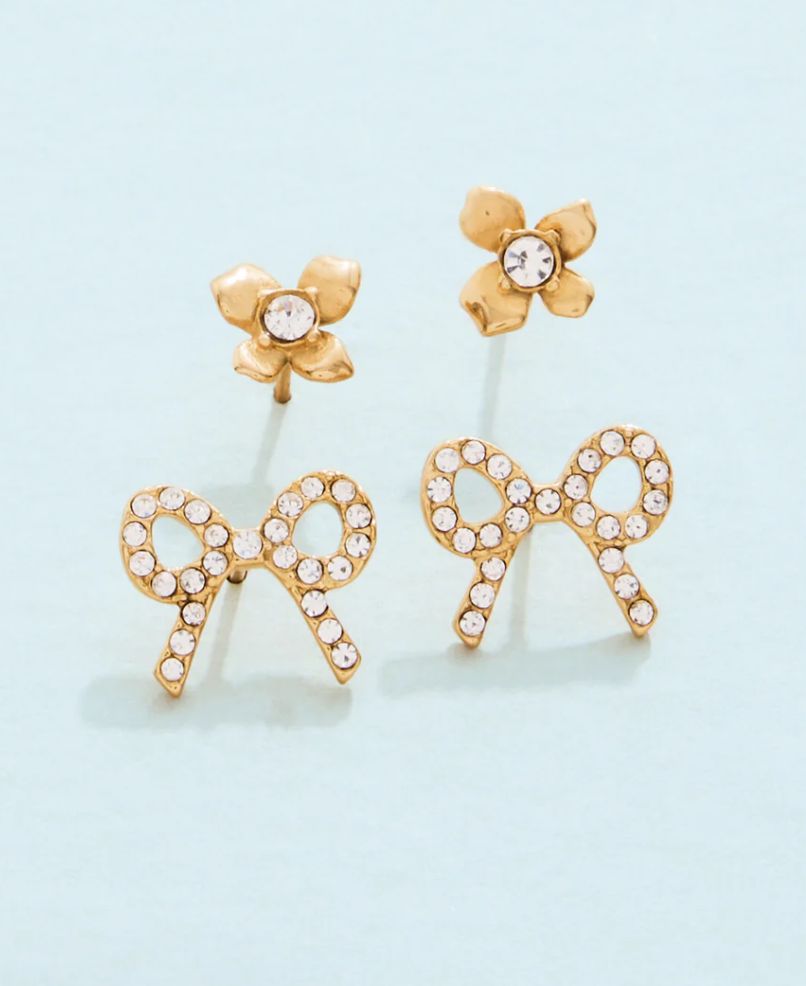 Spartina Sweet Bows Stud Earrings Crystal