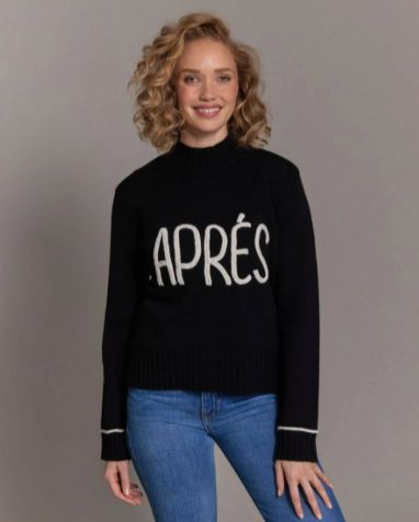 Apres Merino Mock Neck Sweater Black