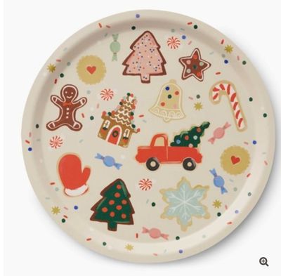 Rifle Christmas Cookies Round Serving Tray Rifle Christmas Cookies Round Serving Tray