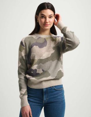 White + Warren Cashmere Camo Waffle Sweater