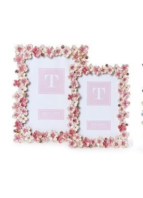 Floral Rhinestone Photo Frame - Pink