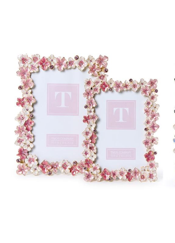 Floral Rhinestone Photo Frame - Pink