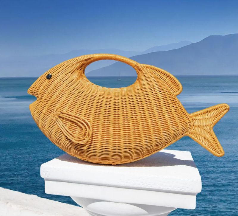 Serpui Daniel Fish Wicker Bag Lt Honey