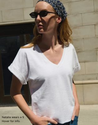 Nation Stevie Cuffed V-Neck Optic White