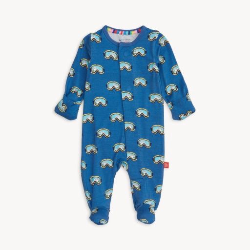 Magnetic Blue Powder Playtime Modal Footie, Size: 0-3M