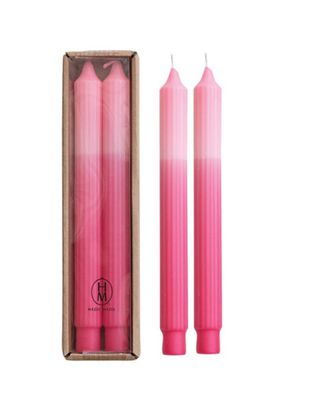 Hazel Mazel Tone Pleated Taper Candles, Pink