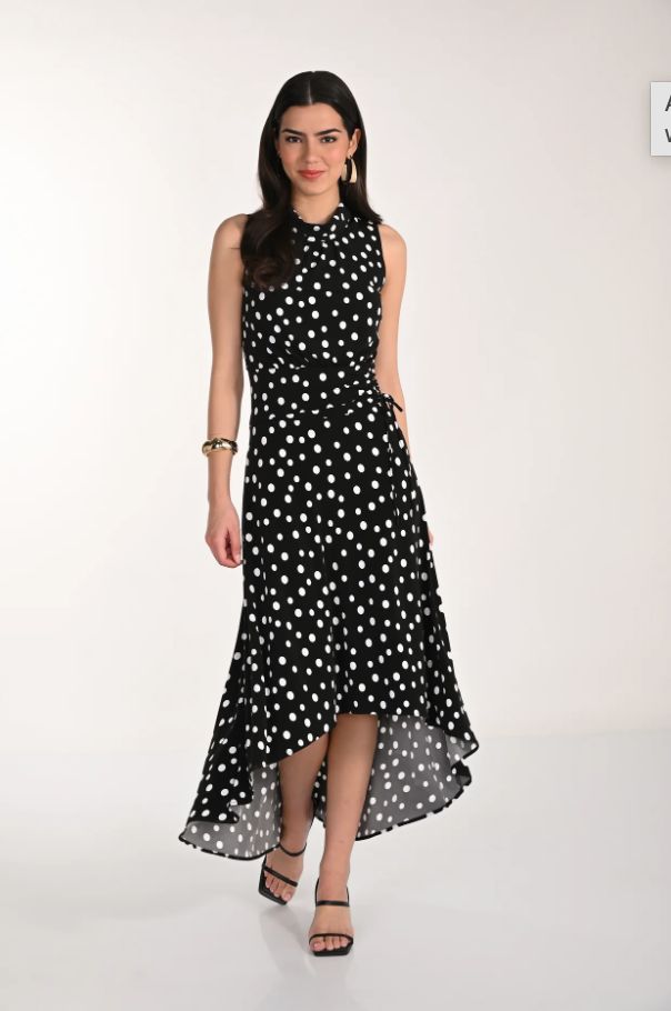 Frank Polka Dot High/Low Dress Black/White