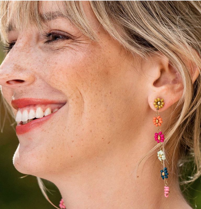 Ink + Alloy Amanda Flower Beaded Dangle Earrings