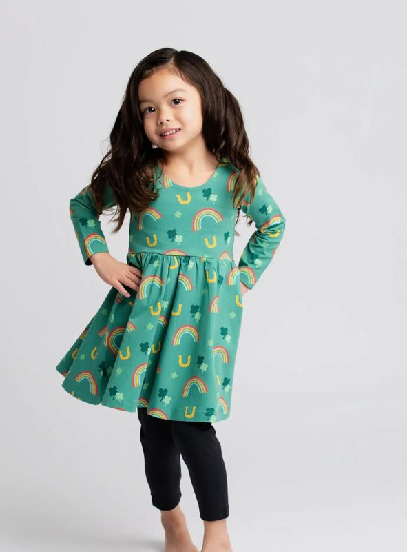 St. Patricks Day Long Sleeve Let's Dance Dress Rainbows