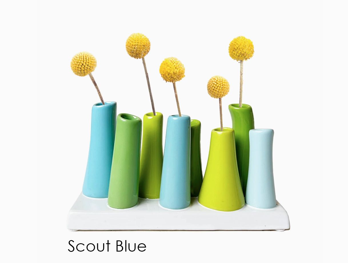 Colorful Bud Vase Cluster Scout Blue