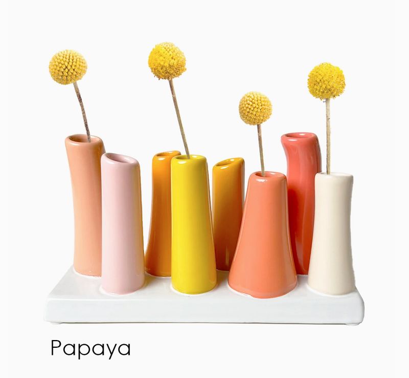 Colorful Bud Vase Cluster Papaya