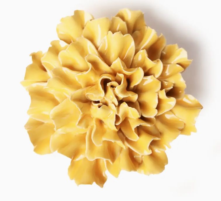 Ceramic Flower Yellow Carnation