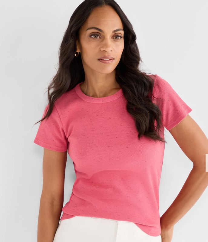 Nic + Zoe Speckled Crew Neck Tee Raspberry